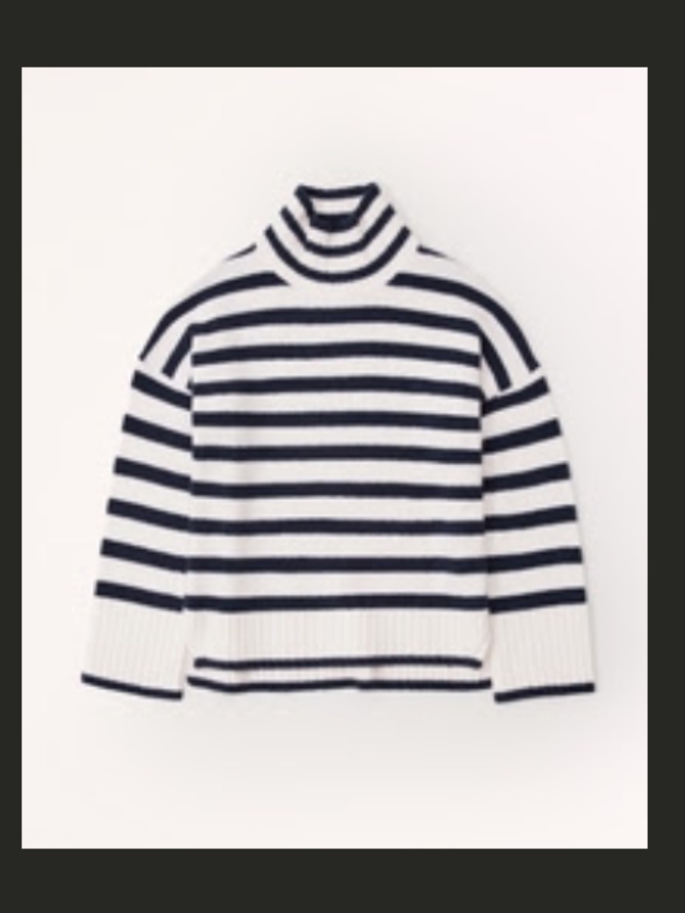 Abercrombie Turtleneck Striped Knit Sweater - Cream & navy